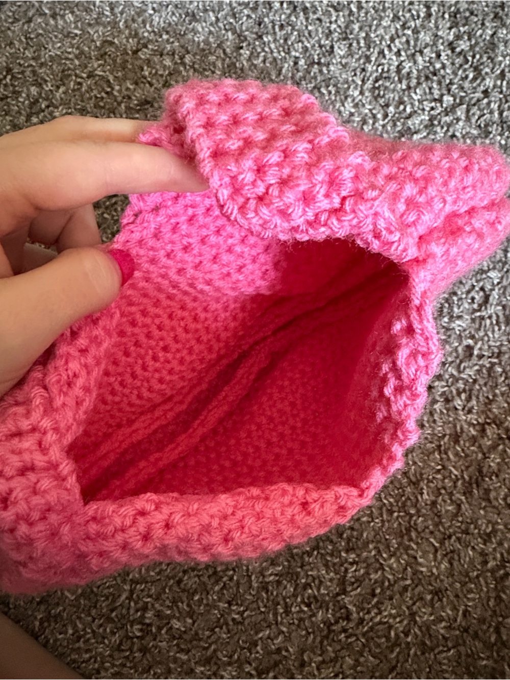 Pink Crochet Shoulder Bag in heart shape - Picture 4 of 4